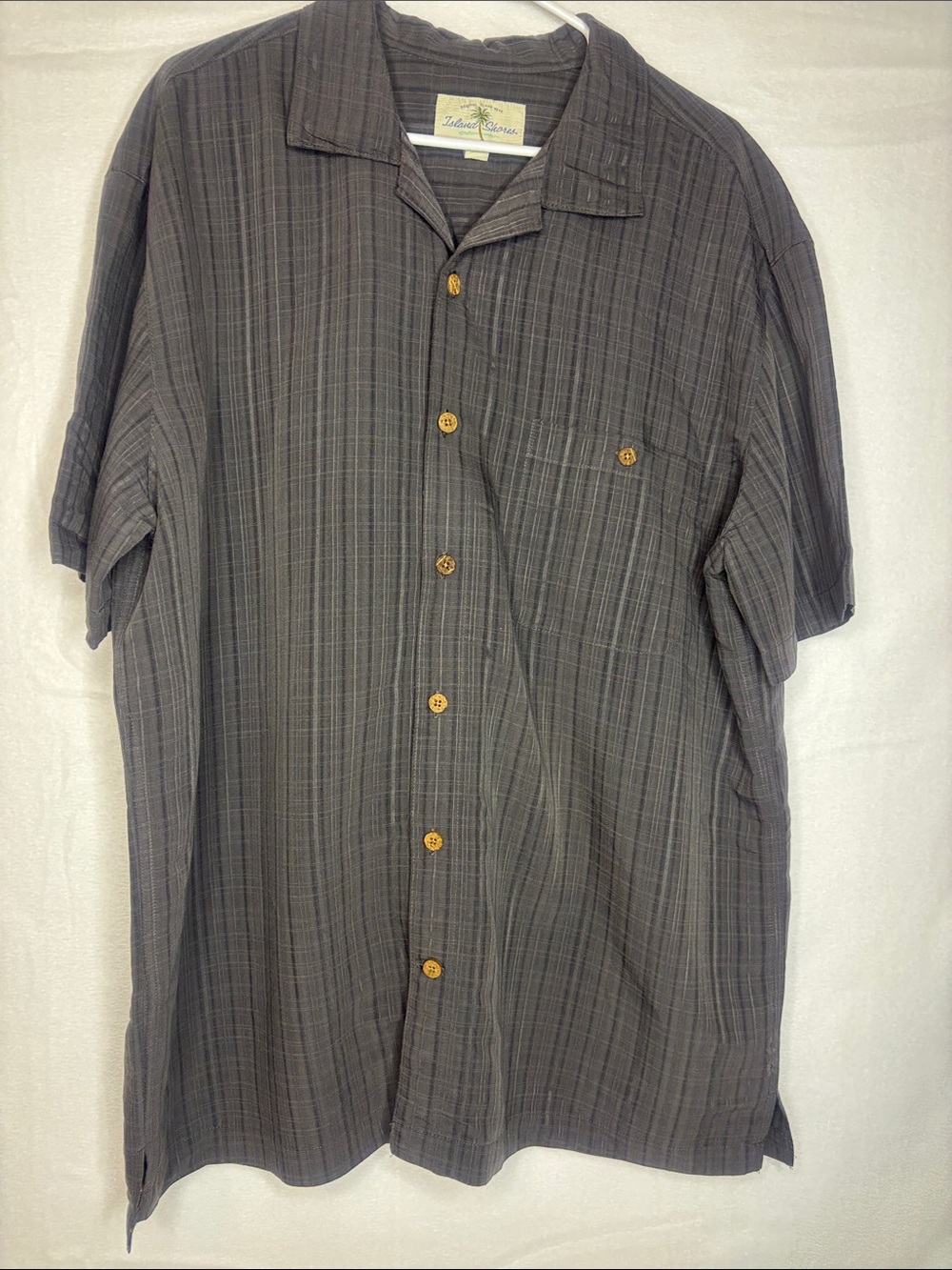 Island Greys Short Sleeve Button-Down Shirt in Charcoal Plaid